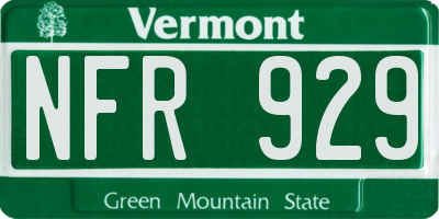 VT license plate NFR929
