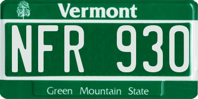 VT license plate NFR930