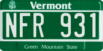 VT license plate NFR931