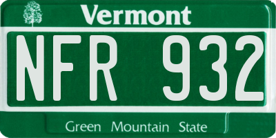 VT license plate NFR932