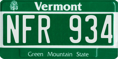 VT license plate NFR934