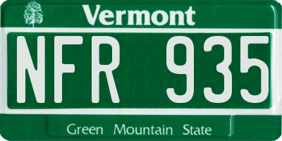 VT license plate NFR935