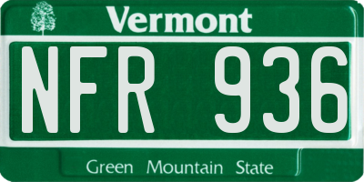 VT license plate NFR936