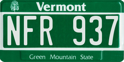 VT license plate NFR937
