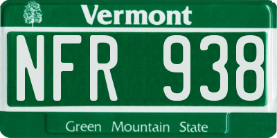 VT license plate NFR938