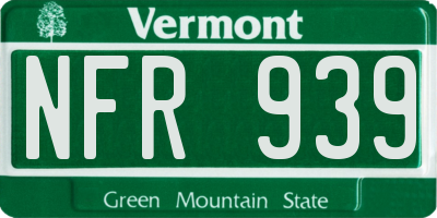 VT license plate NFR939