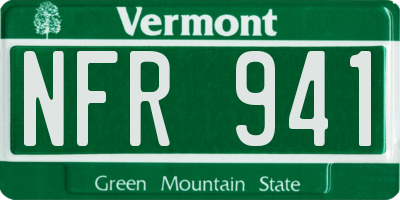 VT license plate NFR941