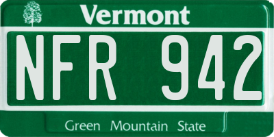 VT license plate NFR942