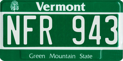 VT license plate NFR943