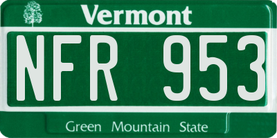 VT license plate NFR953