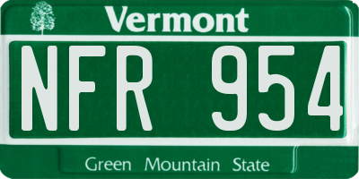VT license plate NFR954