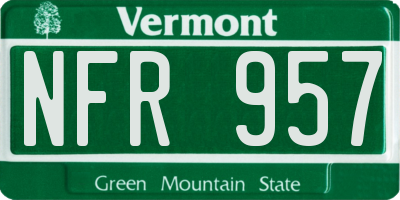 VT license plate NFR957