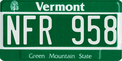 VT license plate NFR958