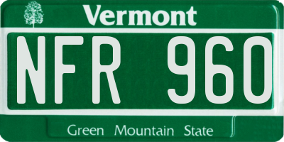 VT license plate NFR960