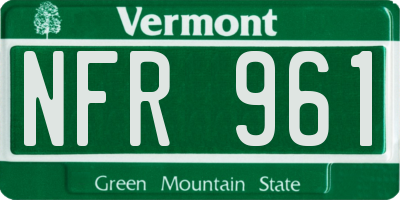 VT license plate NFR961