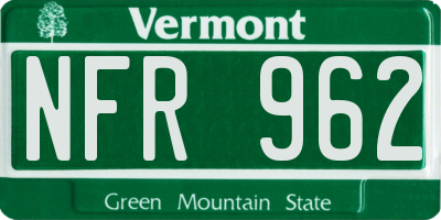 VT license plate NFR962