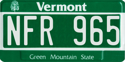 VT license plate NFR965