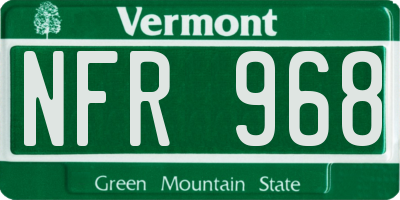 VT license plate NFR968
