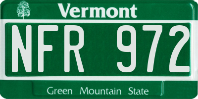 VT license plate NFR972