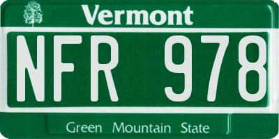 VT license plate NFR978