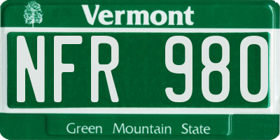 VT license plate NFR980