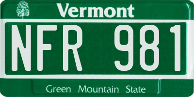VT license plate NFR981