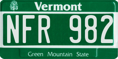 VT license plate NFR982