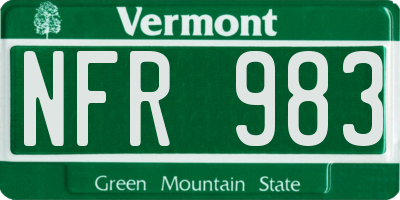 VT license plate NFR983