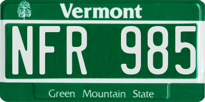 VT license plate NFR985