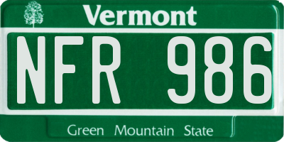 VT license plate NFR986