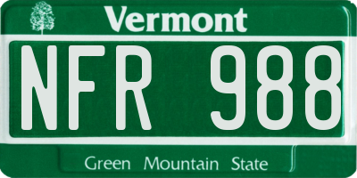 VT license plate NFR988