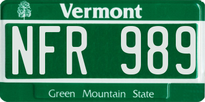 VT license plate NFR989