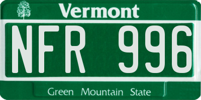 VT license plate NFR996