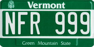 VT license plate NFR999