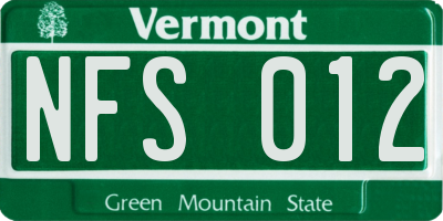 VT license plate NFS012