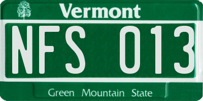 VT license plate NFS013