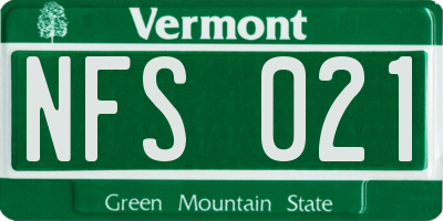 VT license plate NFS021