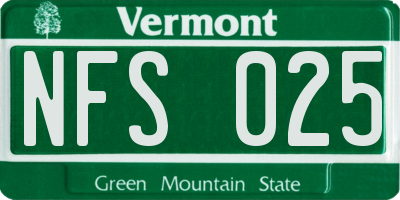 VT license plate NFS025