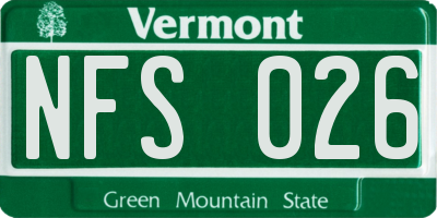 VT license plate NFS026