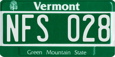 VT license plate NFS028