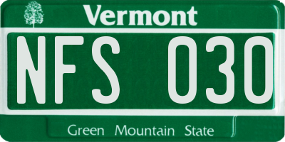 VT license plate NFS030