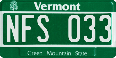 VT license plate NFS033
