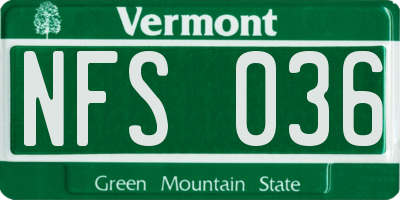 VT license plate NFS036