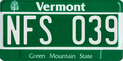 VT license plate NFS039