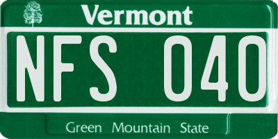 VT license plate NFS040