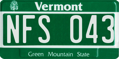VT license plate NFS043