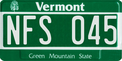 VT license plate NFS045