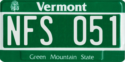 VT license plate NFS051