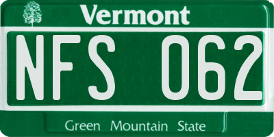 VT license plate NFS062