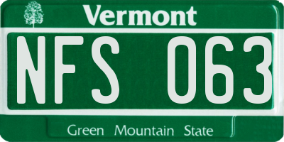 VT license plate NFS063